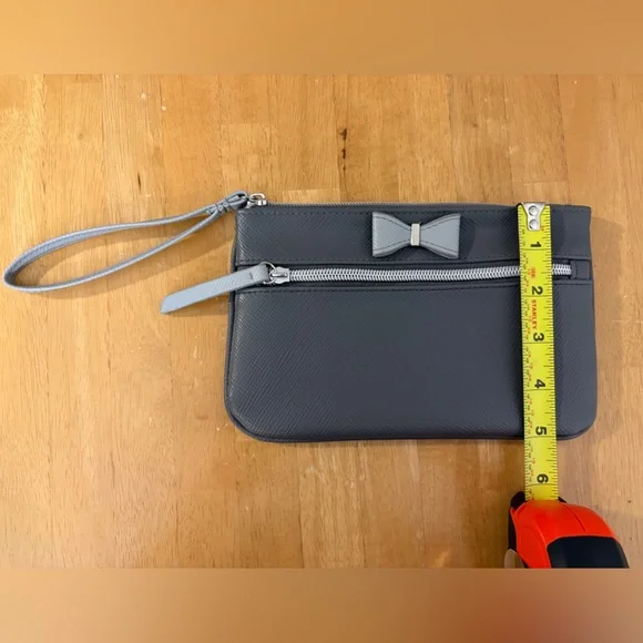 Gray Wristlet Clutch with bow detail - Picture 8 of 8